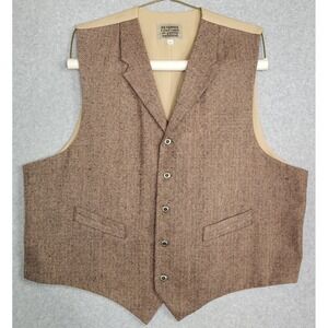 Frontier Classics Mens 2XL Herringbone Vest Brown Tan Wool Blend Waistcoat